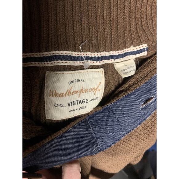 Vintage Men’s Cotton Sweater Weatherproof Old Money Quiet Luxury Going Out Lg - Picture 3 of 5